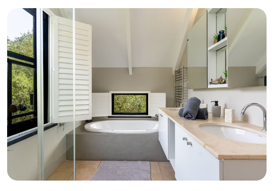 Bathroom — inside the Cape Town villa at The Unbound Collective